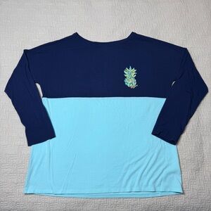 Lilly Pulitzer Finn Top Long Sleeve Blue Pineapple 30558 Size Large
